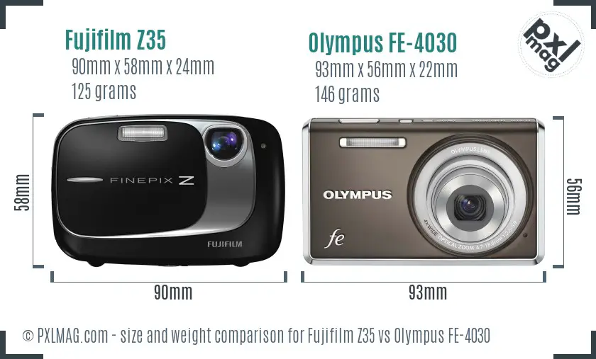 Fujifilm Z35 vs Olympus FE-4030 size comparison Fujifilm Z35 vs Olympus FE-4030 size comparison