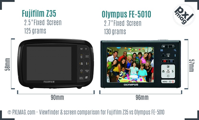 Fujifilm Z35 vs Olympus FE-5010 Screen and Viewfinder comparison
