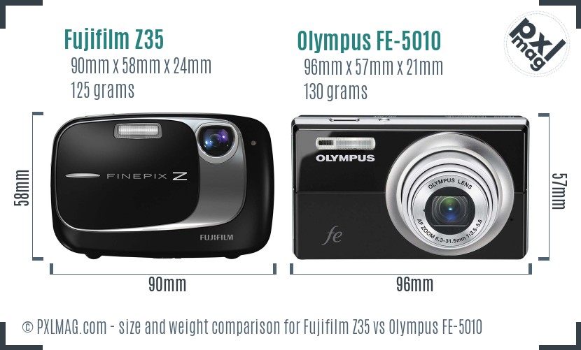 Fujifilm Z35 vs Olympus FE-5010 size comparison Fujifilm Z35 vs Olympus FE-5010 size comparison