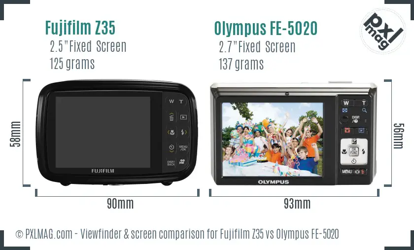 Fujifilm Z35 vs Olympus FE-5020 Screen and Viewfinder comparison