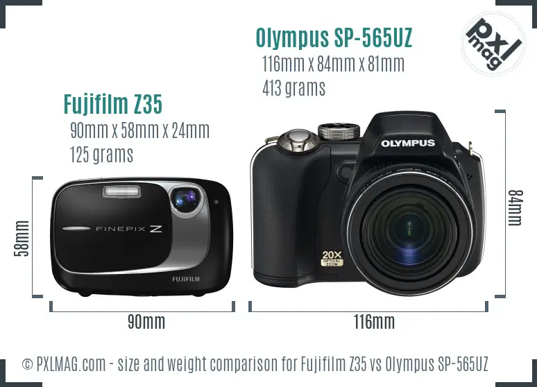 Fujifilm Z35 vs Olympus SP-565UZ size comparison