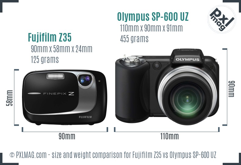 Fujifilm Z35 vs Olympus SP-600 UZ size comparison