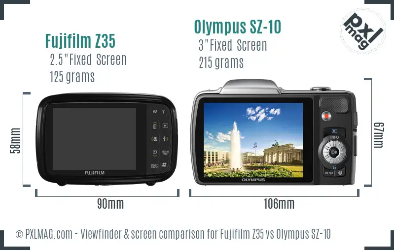 Fujifilm Z35 vs Olympus SZ-10 Screen and Viewfinder comparison