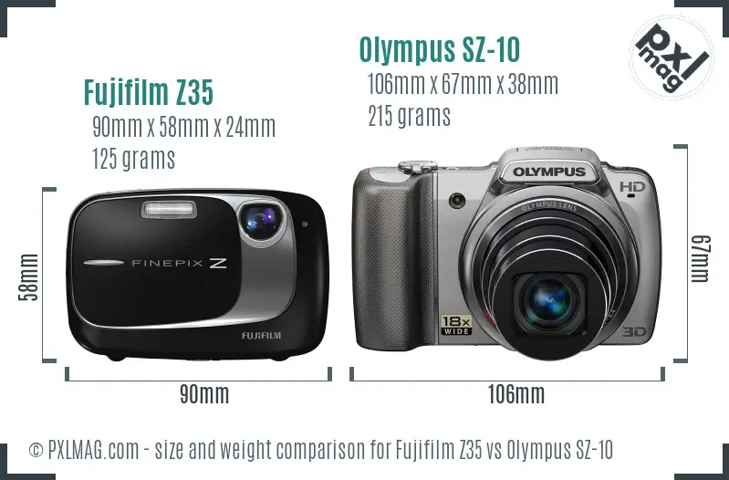 Fujifilm Z35 vs Olympus SZ-10 size comparison