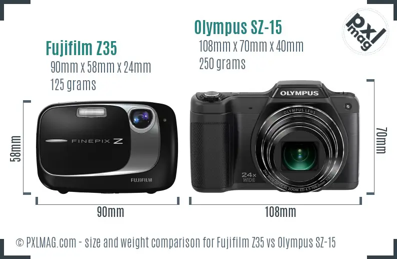 Fujifilm Z35 vs Olympus SZ-15 size comparison