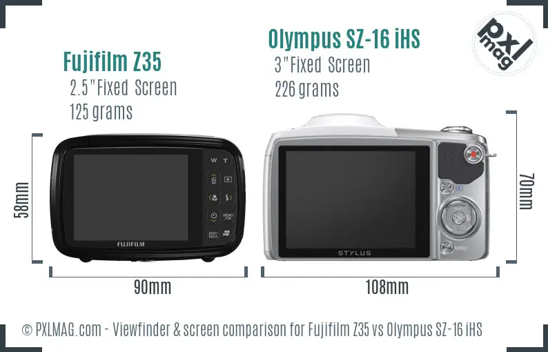 Fujifilm Z35 vs Olympus SZ-16 iHS Screen and Viewfinder comparison Fujifilm Z35 vs Olympus SZ-16 iHS Screen and Viewfinder comparison