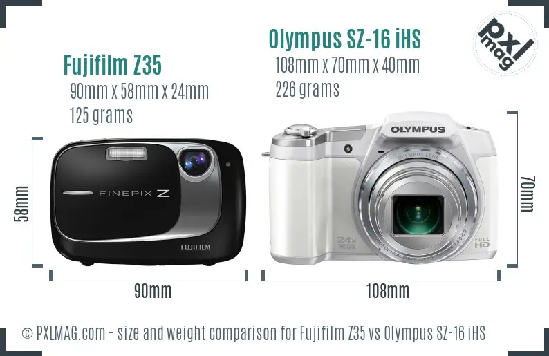 Fujifilm Z35 vs Olympus SZ-16 iHS size comparison Fujifilm Z35 vs Olympus SZ-16 iHS size comparison