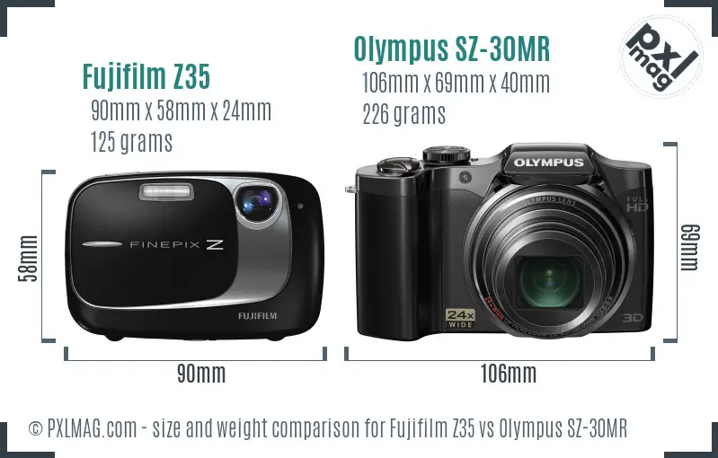 Fujifilm Z35 vs Olympus SZ-30MR size comparison