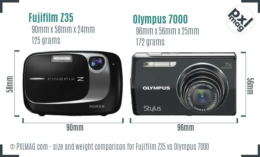 Fujifilm Z35 vs Olympus 7000 size comparison Fujifilm Z35 vs Olympus 7000 size comparison