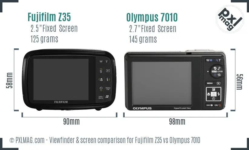 Fujifilm Z35 vs Olympus 7010 Screen and Viewfinder comparison