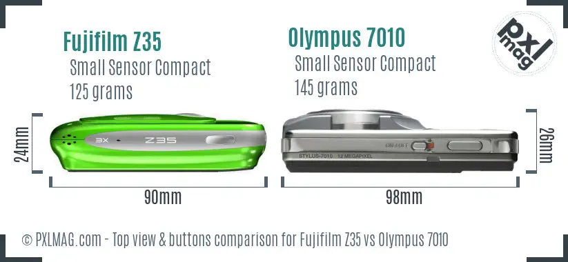 Fujifilm Z35 vs Olympus 7010 top view buttons comparison