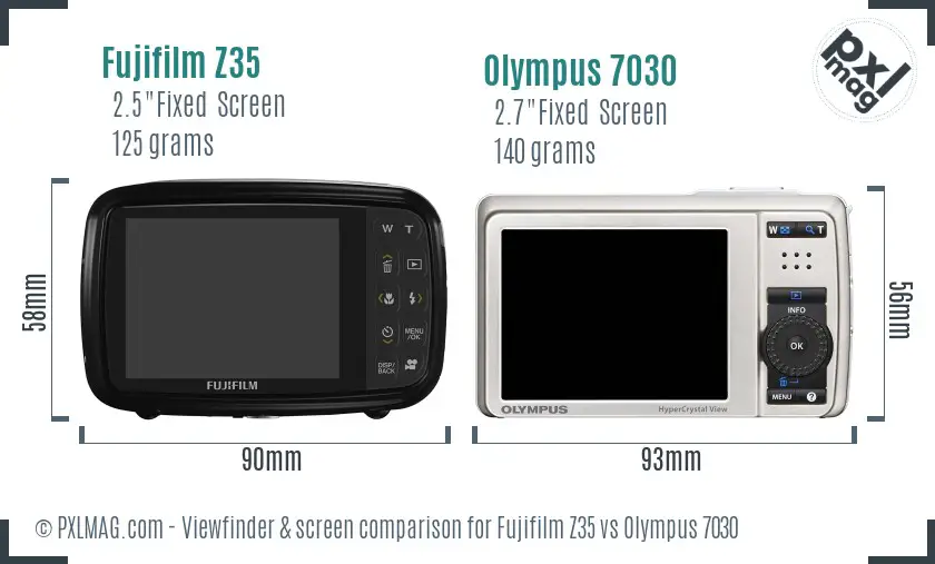 Fujifilm Z35 vs Olympus 7030 Screen and Viewfinder comparison