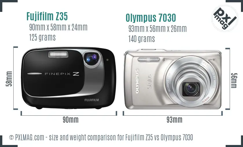 Fujifilm Z35 vs Olympus 7030 size comparison