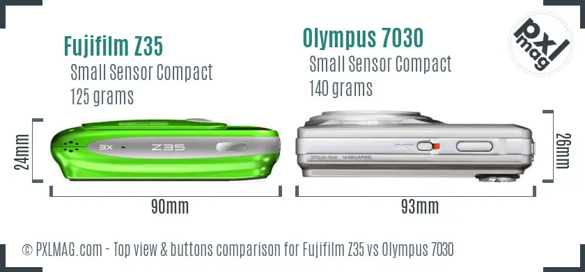 Fujifilm Z35 vs Olympus 7030 top view buttons comparison