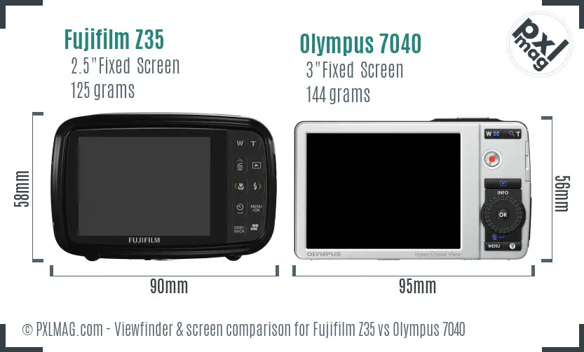 Fujifilm Z35 vs Olympus 7040 Screen and Viewfinder comparison
