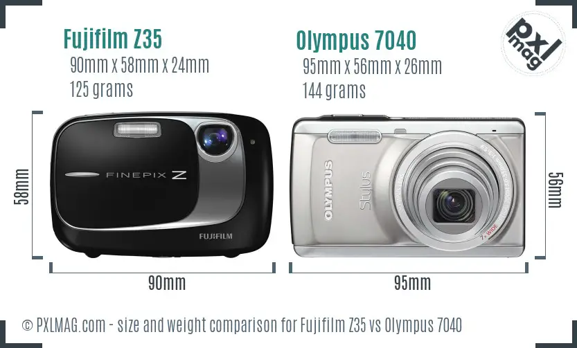 Fujifilm Z35 vs Olympus 7040 size comparison