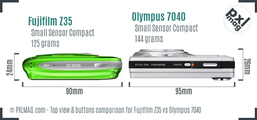 Fujifilm Z35 vs Olympus 7040 top view buttons comparison
