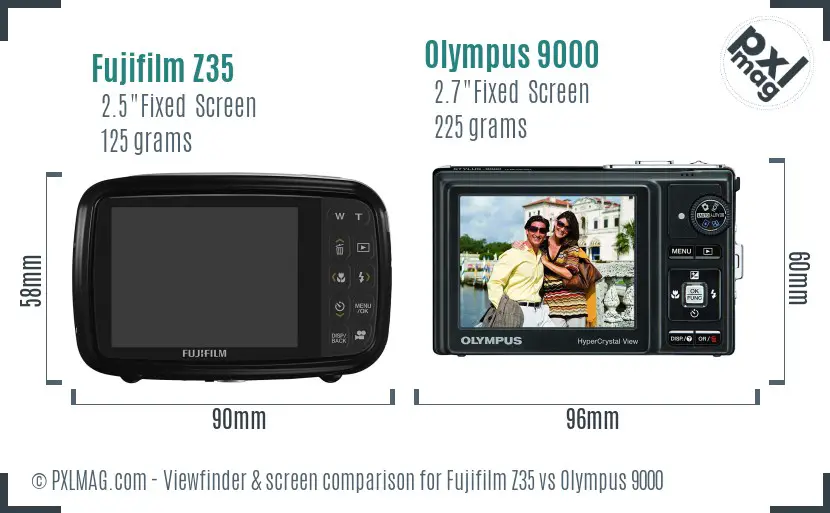 Fujifilm Z35 vs Olympus 9000 Screen and Viewfinder comparison