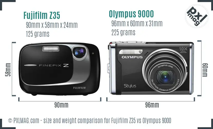 Fujifilm Z35 vs Olympus 9000 size comparison