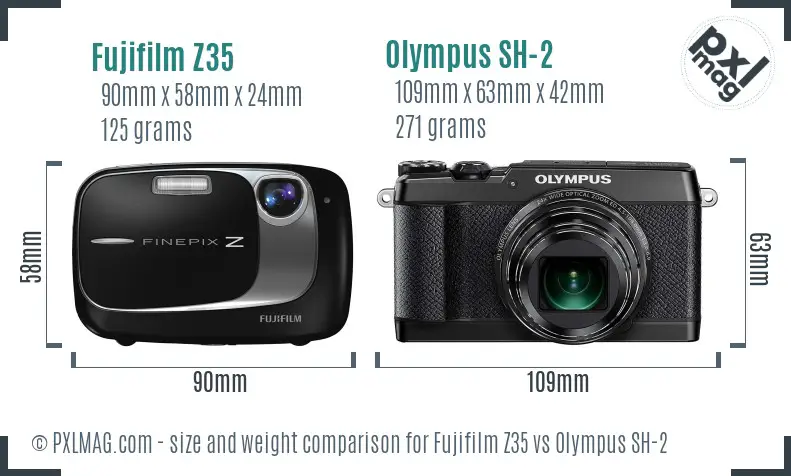 Fujifilm Z35 vs Olympus SH-2 size comparison Fujifilm Z35 vs Olympus SH-2 size comparison