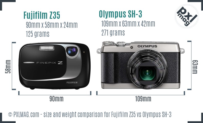 Fujifilm Z35 vs Olympus SH-3 size comparison Fujifilm Z35 vs Olympus SH-3 size comparison