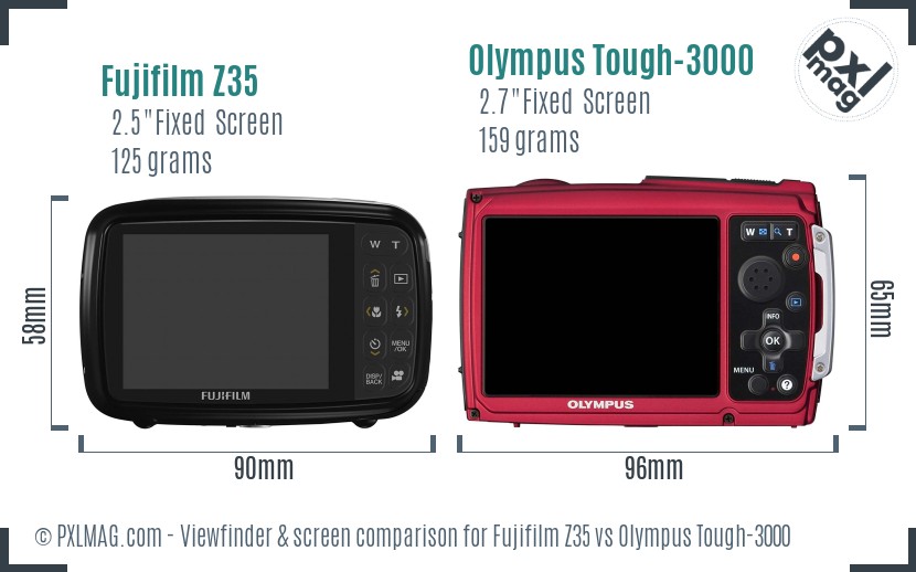 Fujifilm Z35 vs Olympus Tough-3000 Screen and Viewfinder comparison