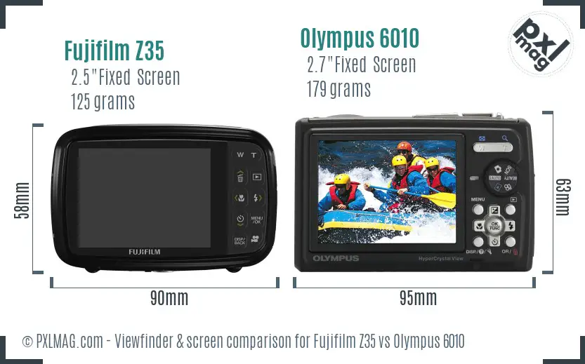 Fujifilm Z35 vs Olympus 6010 Screen and Viewfinder comparison