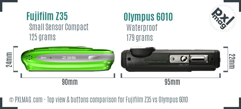 Fujifilm Z35 vs Olympus 6010 top view buttons comparison
