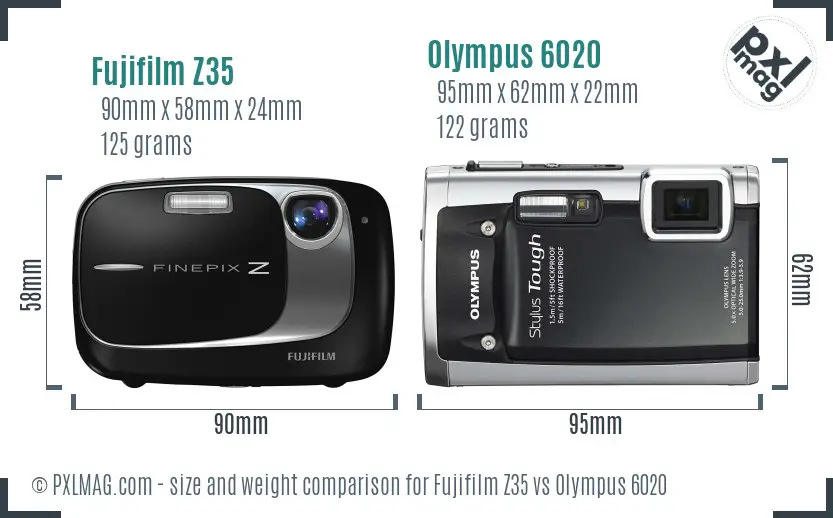 Fujifilm Z35 vs Olympus 6020 size comparison