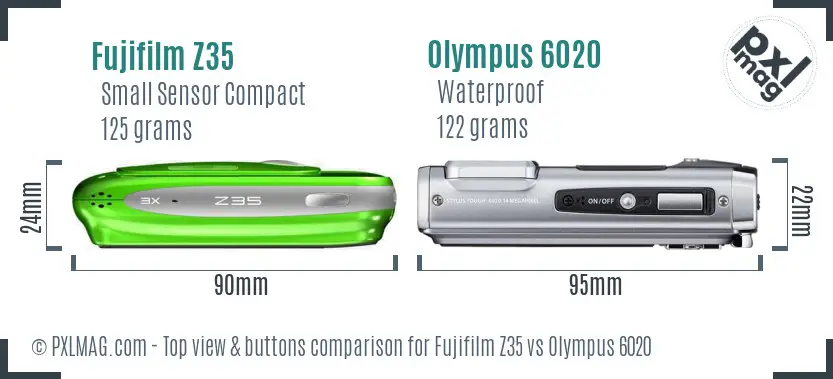 Fujifilm Z35 vs Olympus 6020 top view buttons comparison
