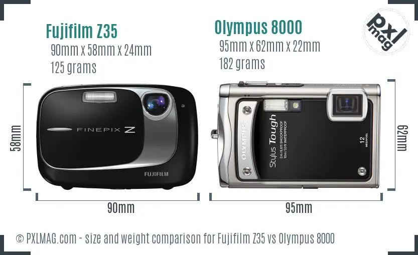 Fujifilm Z35 vs Olympus 8000 size comparison
