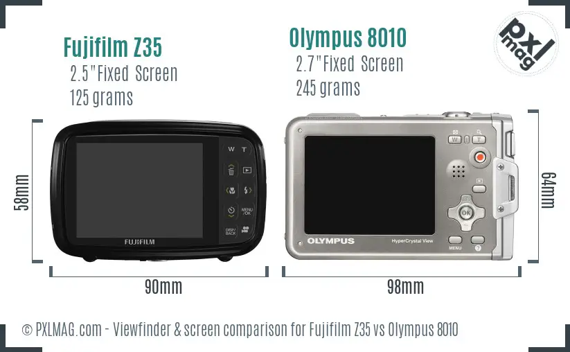 Fujifilm Z35 vs Olympus 8010 Screen and Viewfinder comparison