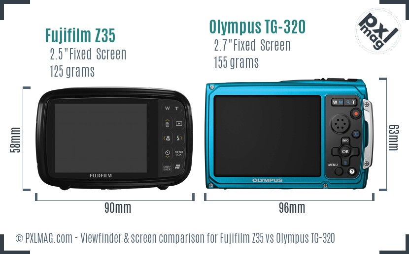 Fujifilm Z35 vs Olympus TG-320 Screen and Viewfinder comparison