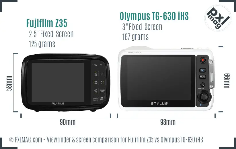 Fujifilm Z35 vs Olympus TG-630 iHS Screen and Viewfinder comparison Fujifilm Z35 vs Olympus TG-630 iHS Screen and Viewfinder comparison