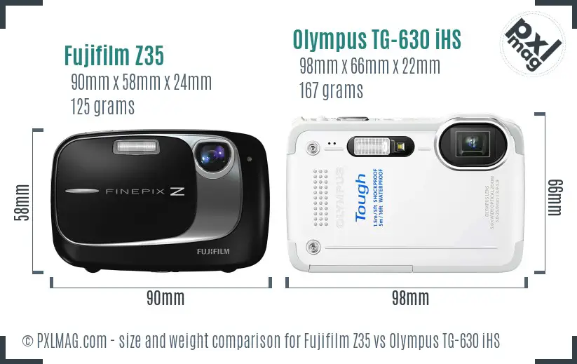 Fujifilm Z35 vs Olympus TG-630 iHS size comparison Fujifilm Z35 vs Olympus TG-630 iHS size comparison