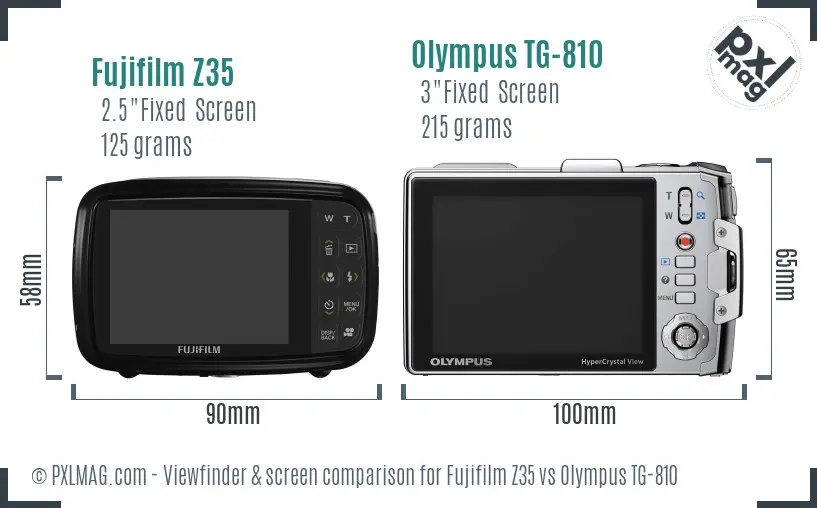 Fujifilm Z35 vs Olympus TG-810 Screen and Viewfinder comparison