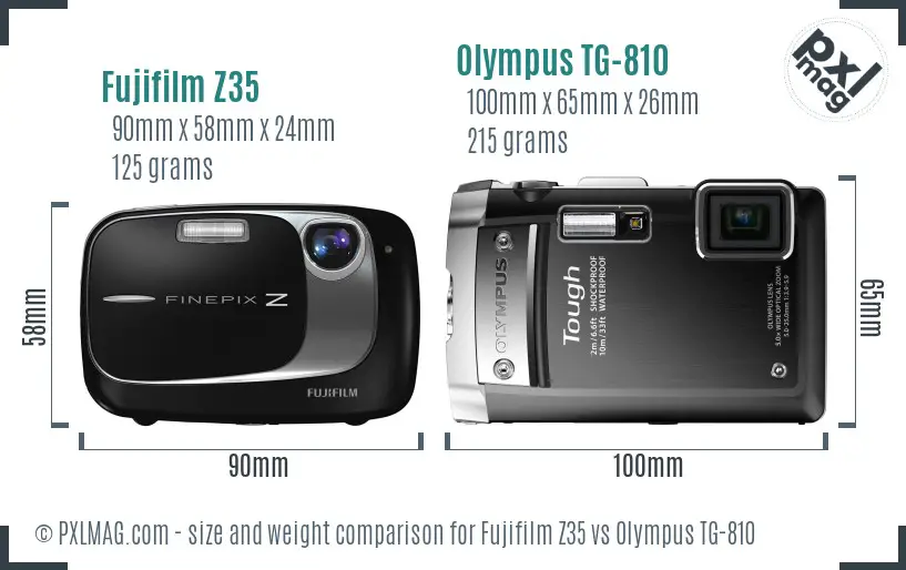 Fujifilm Z35 vs Olympus TG-810 size comparison