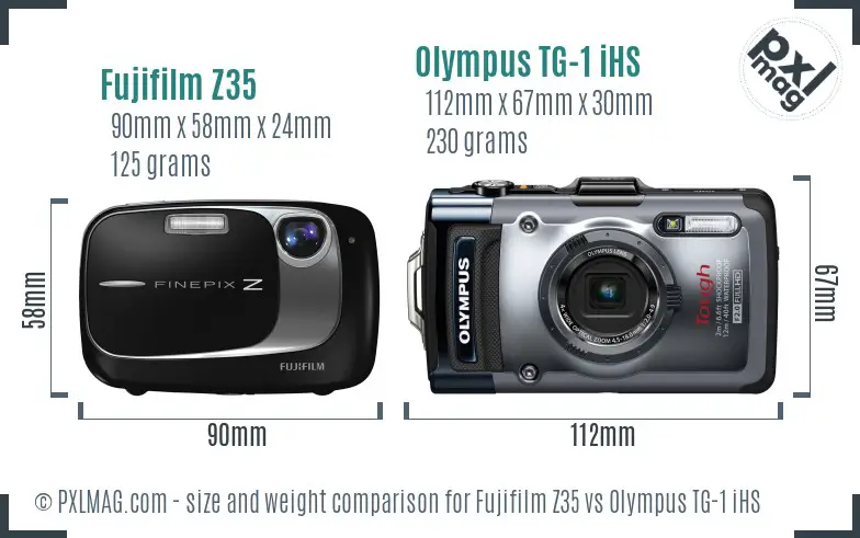 Size comparison between Fujifilm Z35 and Olympus TG-1 iHS