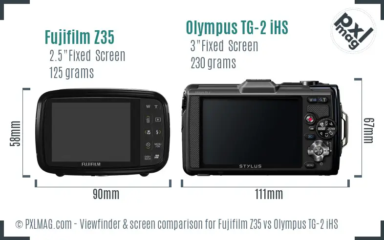 Fujifilm Z35 vs Olympus TG-2 iHS Screen and Viewfinder comparison