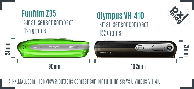 Fujifilm Z35 vs Olympus VH-410 top view buttons comparison