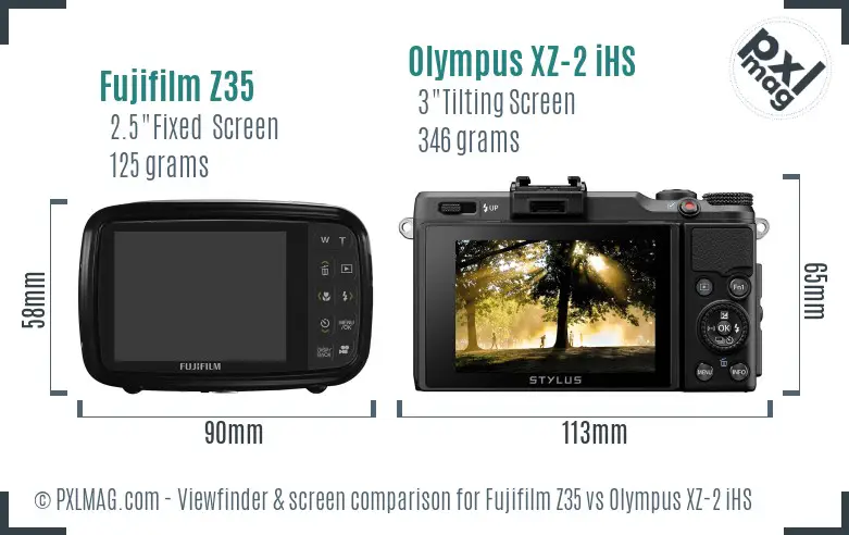 Fujifilm Z35 vs Olympus XZ-2 iHS Screen and Viewfinder comparison