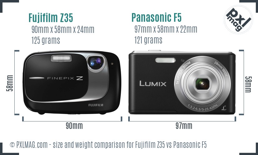 Fujifilm Z35 vs Panasonic F5 size comparison Fujifilm Z35 vs Panasonic F5 size comparison