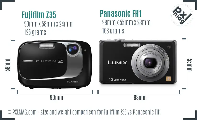 Fujifilm Z35 vs Panasonic FH1 size comparison