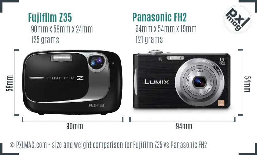 Fujifilm Z35 vs Panasonic FH2 size comparison