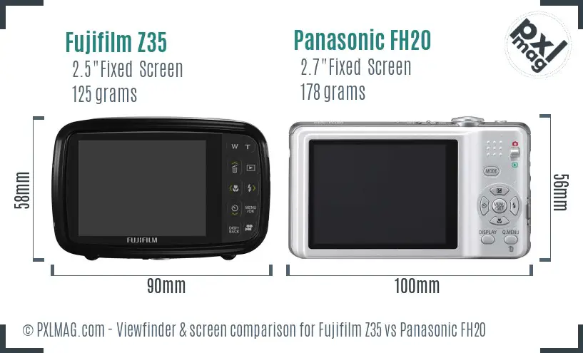 Fujifilm Z35 vs Panasonic FH20 Screen and Viewfinder comparison Fujifilm Z35 vs Panasonic FH20 Screen and Viewfinder comparison