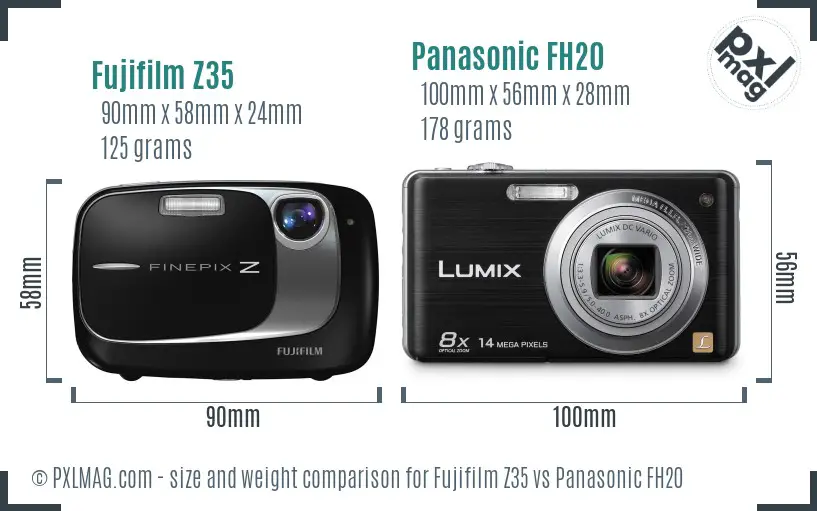 Fujifilm Z35 vs Panasonic FH20 size comparison Fujifilm Z35 vs Panasonic FH20 size comparison