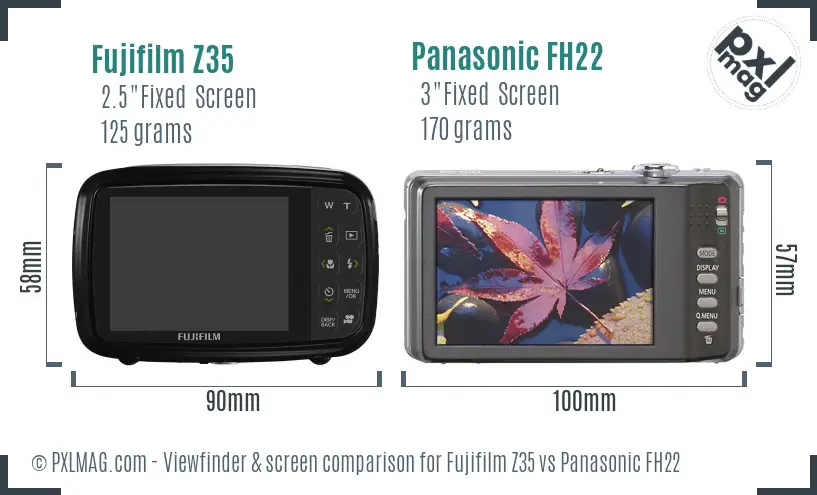 Fujifilm Z35 vs Panasonic FH22 Screen and Viewfinder comparison