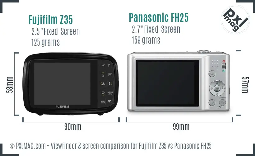 Fujifilm Z35 vs Panasonic FH25 Screen and Viewfinder comparison Fujifilm Z35 vs Panasonic FH25 Screen and Viewfinder comparison