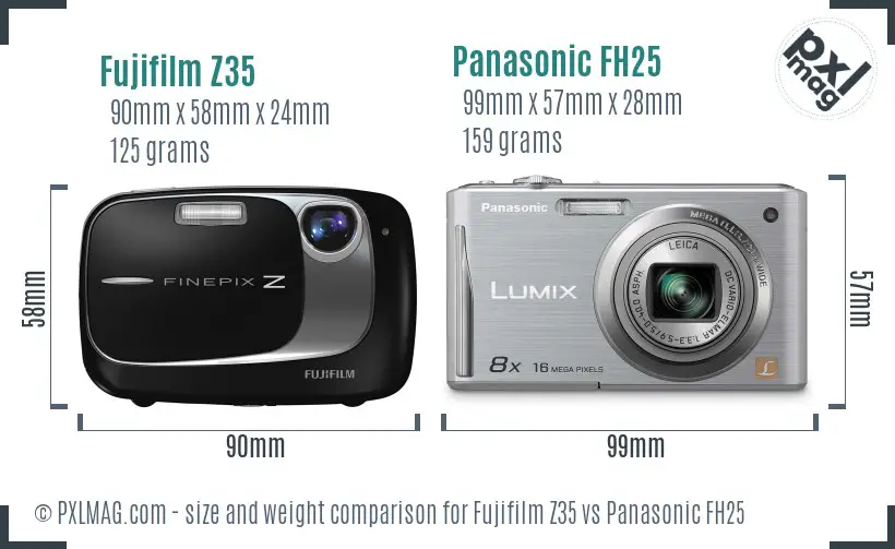 Fujifilm Z35 vs Panasonic FH25 size comparison Fujifilm Z35 vs Panasonic FH25 size comparison