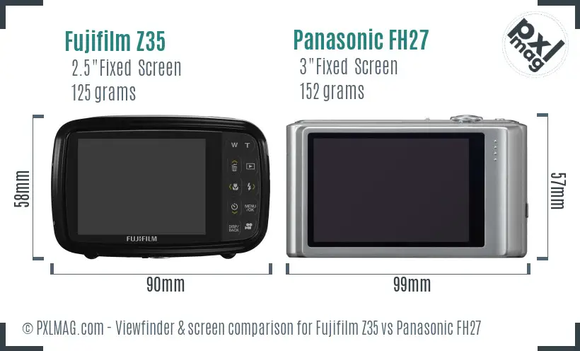 Fujifilm Z35 vs Panasonic FH27 Screen and Viewfinder comparison Fujifilm Z35 vs Panasonic FH27 Screen and Viewfinder comparison